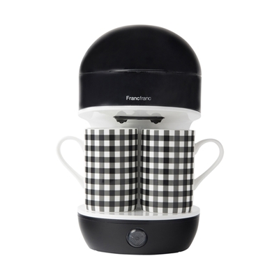 2カップコーヒーメーカー チェック ブラック