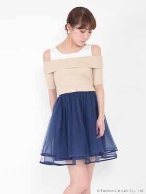 titty&Co. (ティティー アンド コー)  パイピングチュールスカート