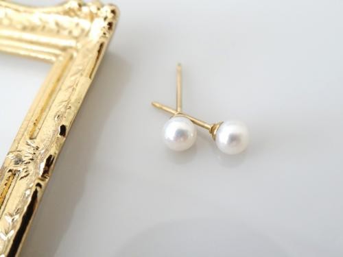 K14GF 淡水パール スタッドピアス(4mm)