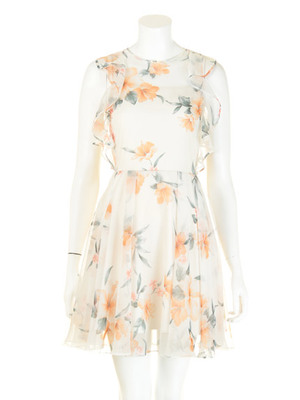 オーガンジープリントワンピース