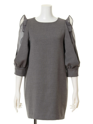 ダブルシフォンショルダーワンピース