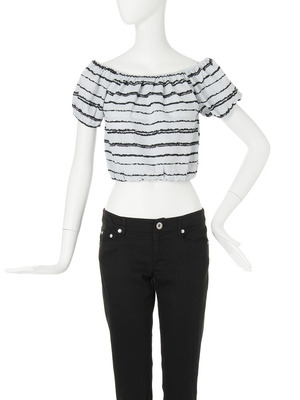 ランダムボーダーデコルテトップ