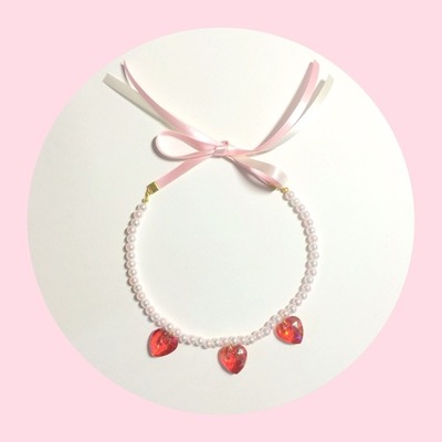 キラキラハートのチョーカーネックレス