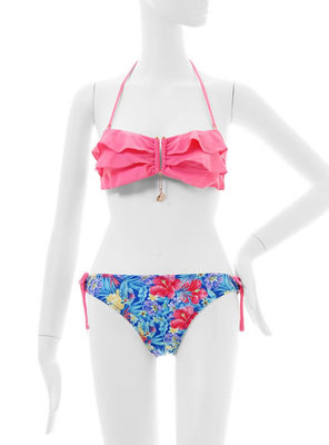 フラワー柄フリルバンドゥビキニ水
