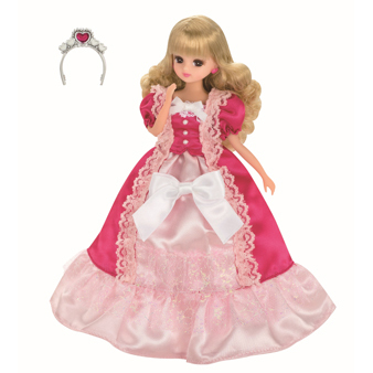 プリンセスロゼ   ピンクでレースいっぱいなお姫様ドレスのリカちゃんです。ティアラ付き。