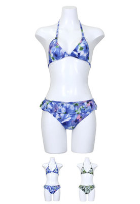 ぼかし大花柄三角ホルタービキニ