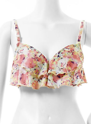 フラワーフリルワイヤーカップビキニ水着