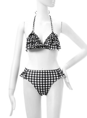 ギンガムチェックハイウエストビキニ水着