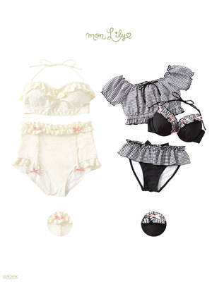 ガータービキニor3SETフリルギンガムリボンビキニ　|ML]【水着・ビキニ・セット】