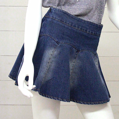 デニム切り替えミニスカート