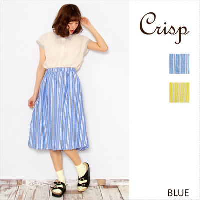 ミドル丈ストライプギャザースカート