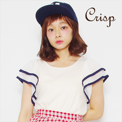 袖チュールTシャツ