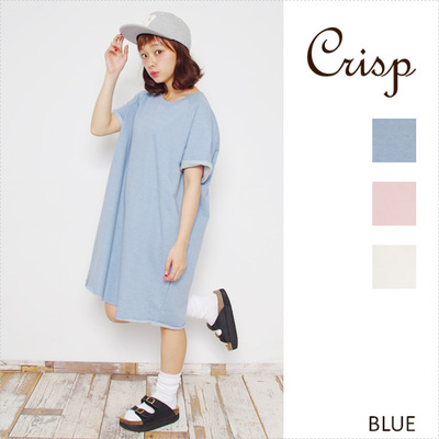 ショートスリーブラグランスウェットワンピース