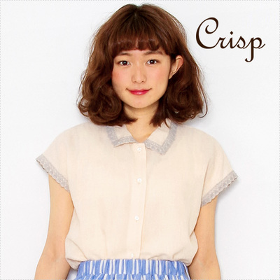 花刺繍スカラップシャツ