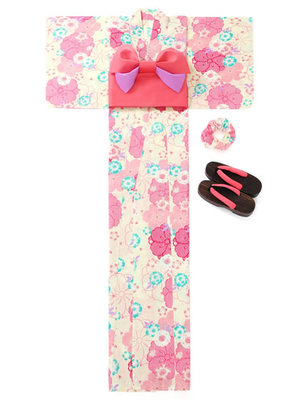 ラメ入りしぼり花柄