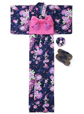 ラメ入り中花柄