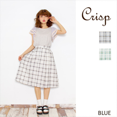 リネン混チェックフレアスカート