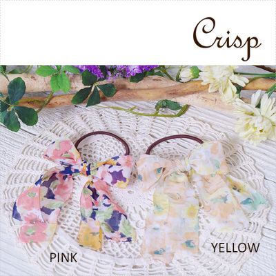 花柄シフォンリボンヘアゴム