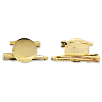 ブローチ台 丸皿ヘアクリップ付　ゴールド