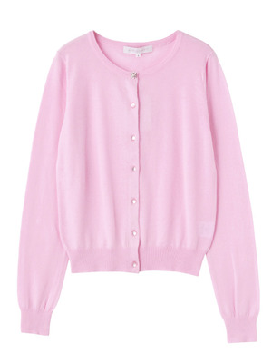 ビジュボタン付 CR BASICクルーカーデ