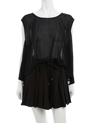 COCO DEAL（ココディール） シフォン×ジョーゼットキュロットロンパース