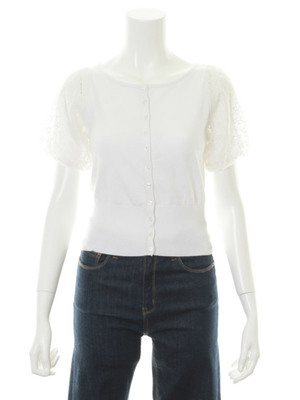 31 Sons de mode（トランテアン ソン ドゥ モード） 14Ｇレースパフスリーブショートカーディガン