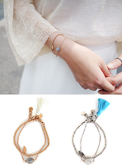 タッセルポイントストーン2ブレスレット