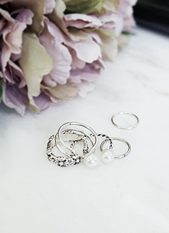 シルバーカラー5リングセット