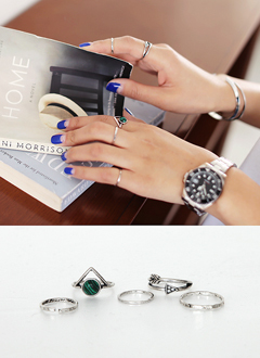 グリーンストーン5セットリング