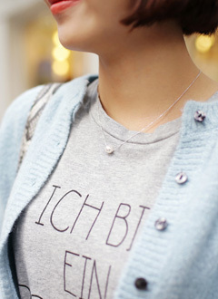 パールシルバーチェーンネックレス