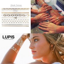 チェーンメタリックフラッシュタトゥーシール