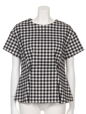 ギンガムタックブラウス