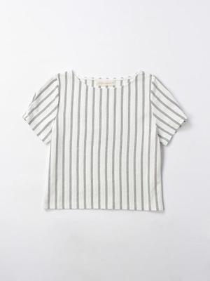 ストライプボート袖タックT