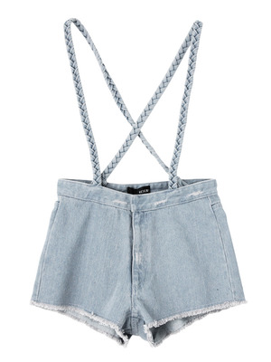 ブレイドサスペンダーデニムショートパンツ