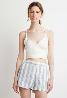 ストライプリネンブレンドショートパンツ