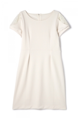 袖レースジャージーワンピース