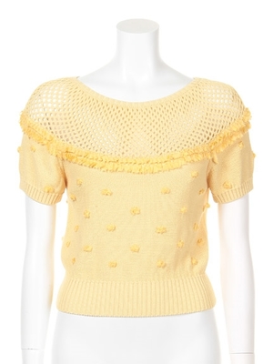 透かしコンビニットトップス