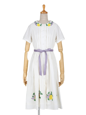 フルーツプリント半袖シャツワンピース/F i.n.t