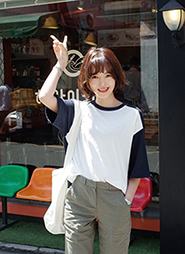 配色ハーフスリーブTシャツ・全5色・t44753