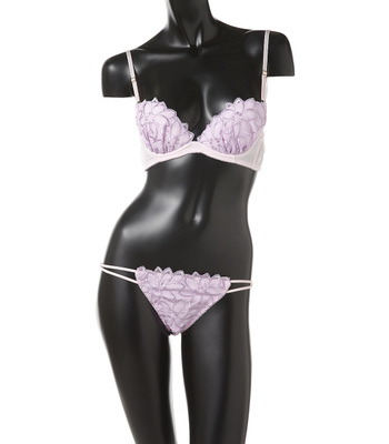 バイカラーフラワーエンブBRA＆Tショーツ