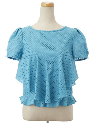 フロントビッグフレアレースブラウス