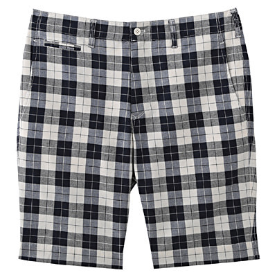 【無印良品】オーガニックコットンオックスギンガムチェックショートパンツ　紳士Ｓ・ネイビー