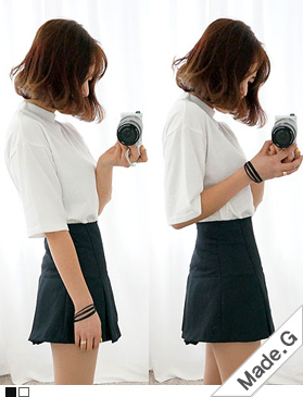 ソリッドカラー半ハイネックTシャツ