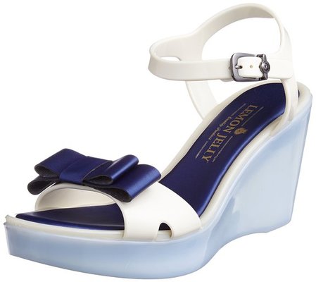 リボンウェッジビニールサンダル