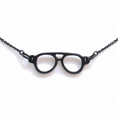 MEGANE NECKLACE tear drop mat black　（メガネ ネックレス ディアドロップ マットブラック）