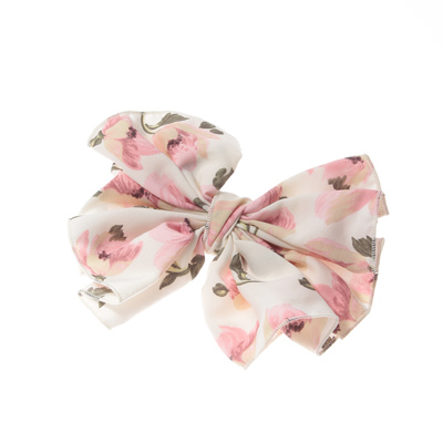 (passage mignon)フラワー柄ビッグリボンヘアバレッタ