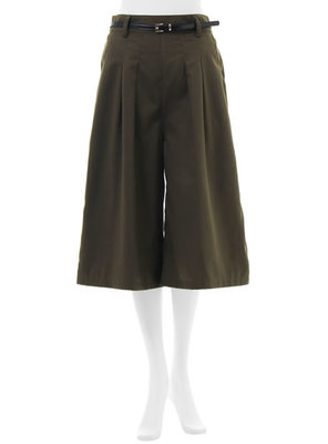 ベルト付きタックガウチョパンツ