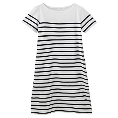 オーガニックコットン半袖ボーダーワンピース/無印良品
