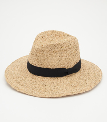 MOUSSY trimmed strasw hat