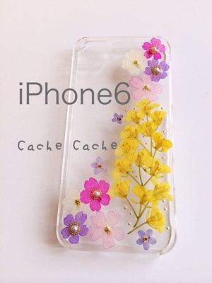 ⑥菜の花とバーベナの押し花iPhon6